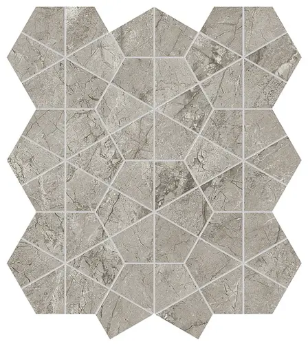 Мозаика Керамогранит MERAVIGLIA Silver Majestic Hexagon Lappato