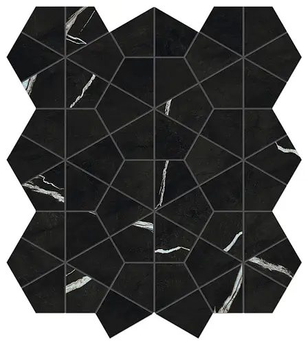 Мозаика Керамогранит MERAVIGLIA Black Origin Hexagon Lappato