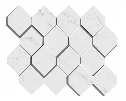 Marvel Carrara Pure Mosaico Esagono 3D