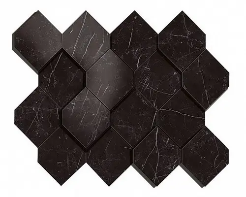 Marvel Nero Marquina Mosaico Esagono 3D