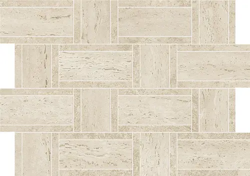 Мозаика Marvel MARVEL TRAVERTINE Pearl Mosaico Basketweave
