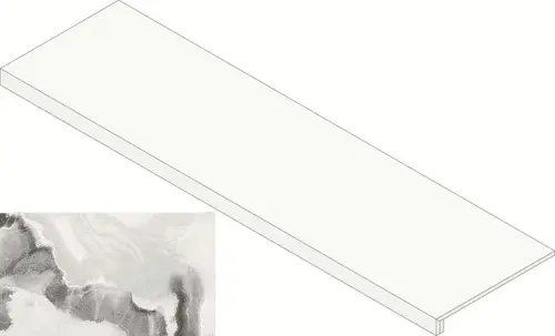 Керамогранит Ступень Atlas Concorde Forte Dei Marmi Quark Oyster White Scalino Frontale 33x160