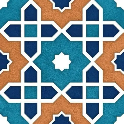 Керамогранит Ennface ENPTR6001MT2020 Pattern Tantora Blue matt 20х20 микс с орнаментом