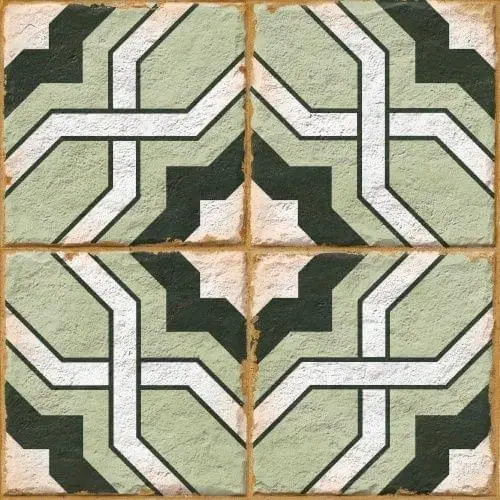 Керамогранит Ennface ENPTR6010MT2020 Pattern Morocco Green matt 20х20 микс с орнаментом