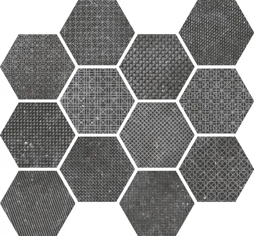Equipe Coralstone Hexagon Melange Black 25,4x29,2