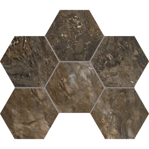 Мозаика Bernini BR04 Hexagon 25x28,5 матовая коричневая