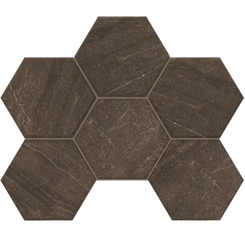 Мозаика Gabbro GB04 Hexagon 25x28,5 матовая коричневая