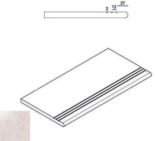 Ступени 620040000044 PURE GRADINO ROUND GRIP DX 30х60