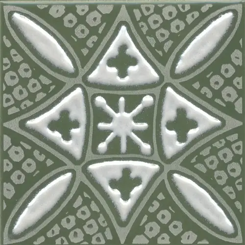 Декор Бахия 2 зелёный глянцевый 9,8x9,8x0,7