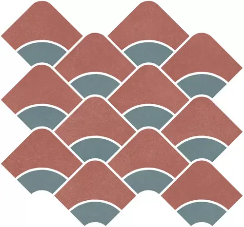 Декор Таделакт наборный красный, бирюзовый матовый обрезной 30x28x0,9
