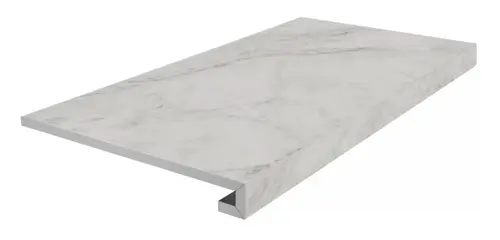 Ступень клееная фронтальная Тубкаль белый матовый обрезной 33x60x0,9