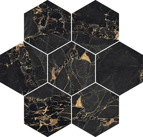 Мозаика Керамогранит VALLELUNGA DORO&MALFI Doro Mosaico Esagona T7 Satin 3D