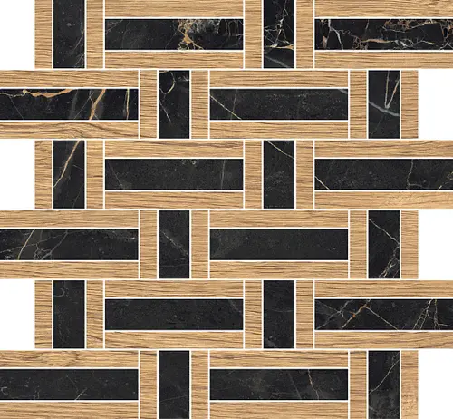 Мозаика Керамогранит VALLELUNGA DORO&MALFI Doro Legno Mosaico Basket T72 Satin 3D