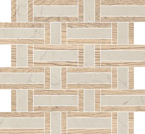 Мозаика Керамогранит VALLELUNGA DORO&MALFI Malfi Legno Mosaico Basket T72 Satin 3D