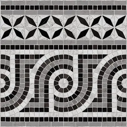Via Appia Cenefa Nola Negro 43.5x43.5